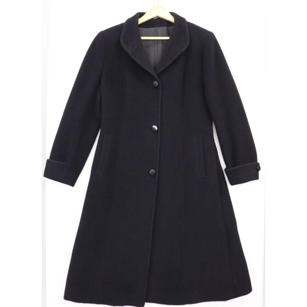 Cinzia Rocca Designer Womens Wool Blend Black Coat US Size 12 Made in Italy